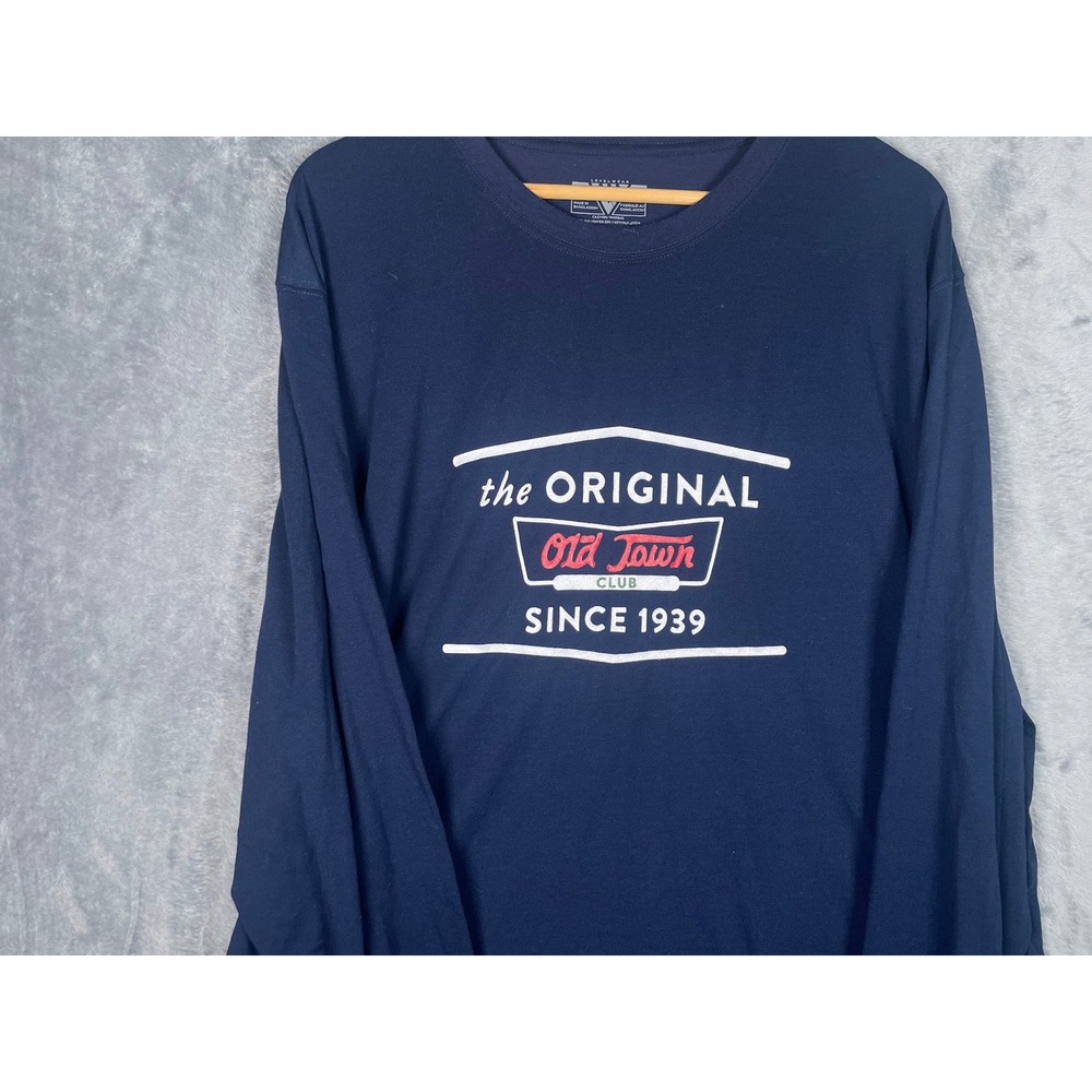 Levelwear Mens Old Town Club Graphic Long Sleeve T-Shirt Navy Blue Size 2XL